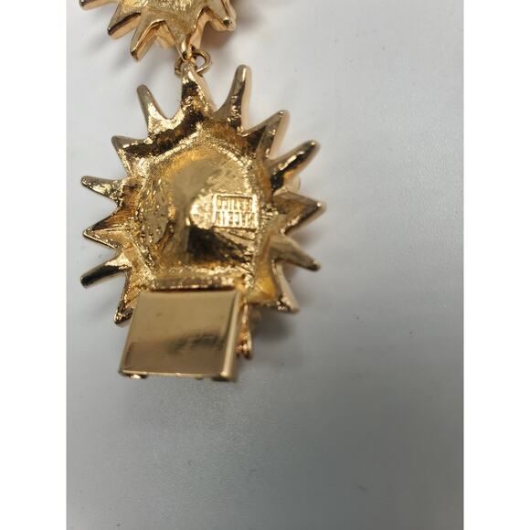 Vtg Hutton Wilkinson Pink Crystal Starburst Gold-Plated Link Bracelet-NIB - Picture 5 of 6